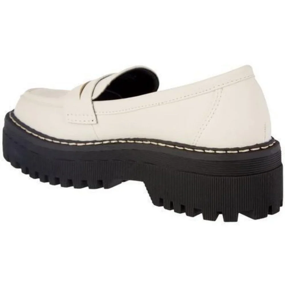 Cool Planet by Steve Madden Ivory Vegan Slip-On Platform Loafers - Picture 2 of 2